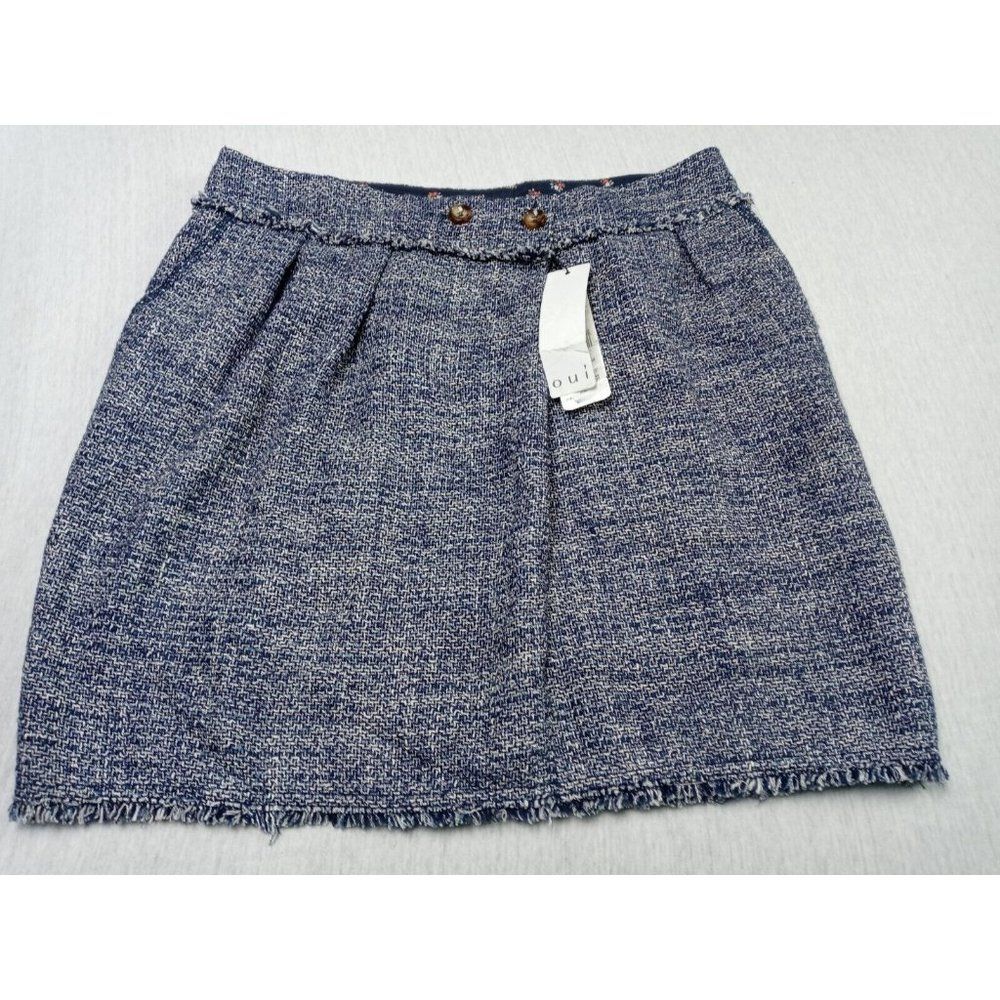 Oui Collection Ladies. Short Skirt Blue and white size 40. Botton pocket planks.